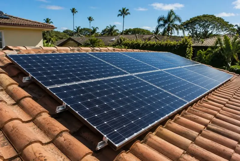 Installation de panneaux solaires à la Vergne